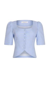 Amanda Uprichard Phoebe Top in Atlantic/Ivory