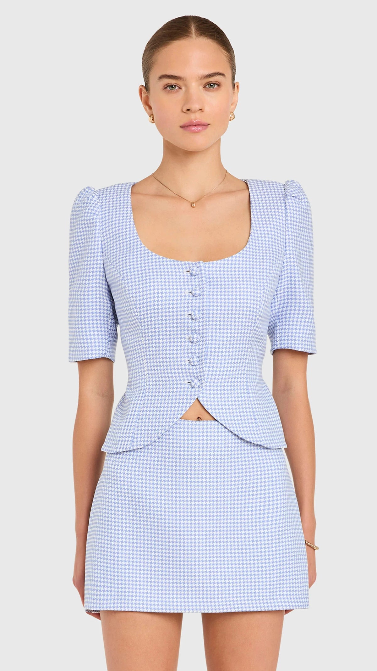 Amanda Uprichard Phoebe Top in Atlantic/Ivory