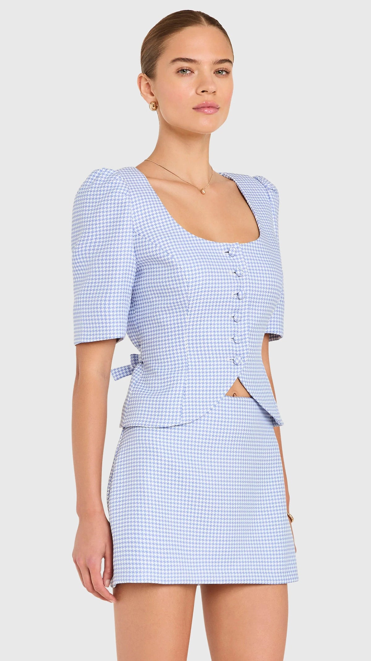 Amanda Uprichard Phoebe Top in Atlantic/Ivory