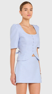 Amanda Uprichard Phoebe Top in Atlantic/Ivory