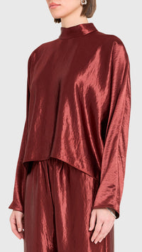 Amanda Uprichard Covey Long Sleeve Top in Russet