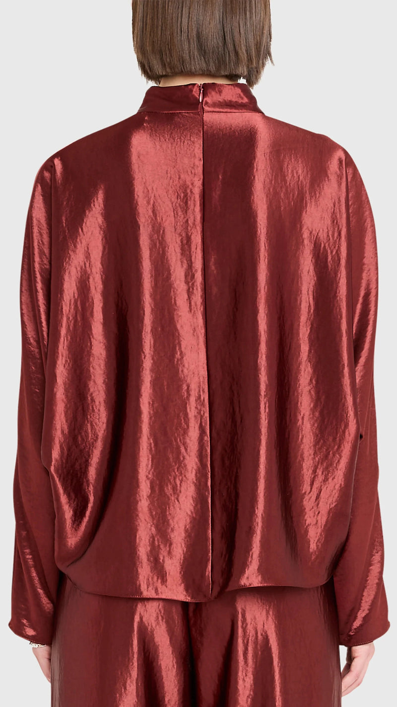 Amanda Uprichard Covey Long Sleeve Top in Russet