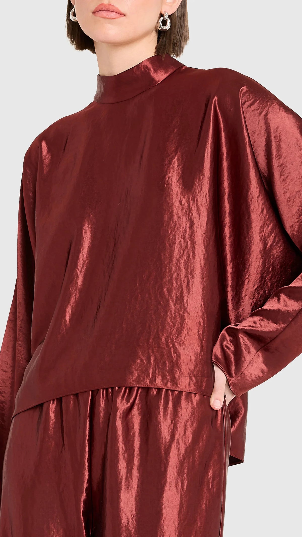 Amanda Uprichard Covey Long Sleeve Top in Russet