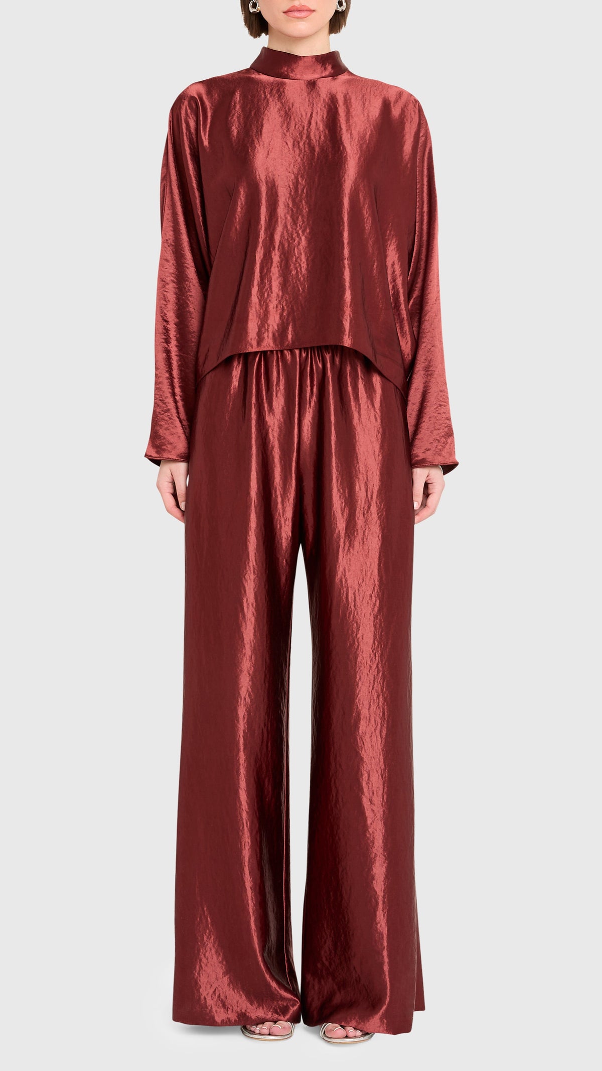 Amanda Uprichard Covey Long Sleeve Top in Russet