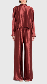 Amanda Uprichard Covey Long Sleeve Top in Russet