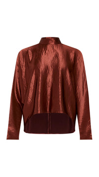 Amanda Uprichard Covey Long Sleeve Top in Russet