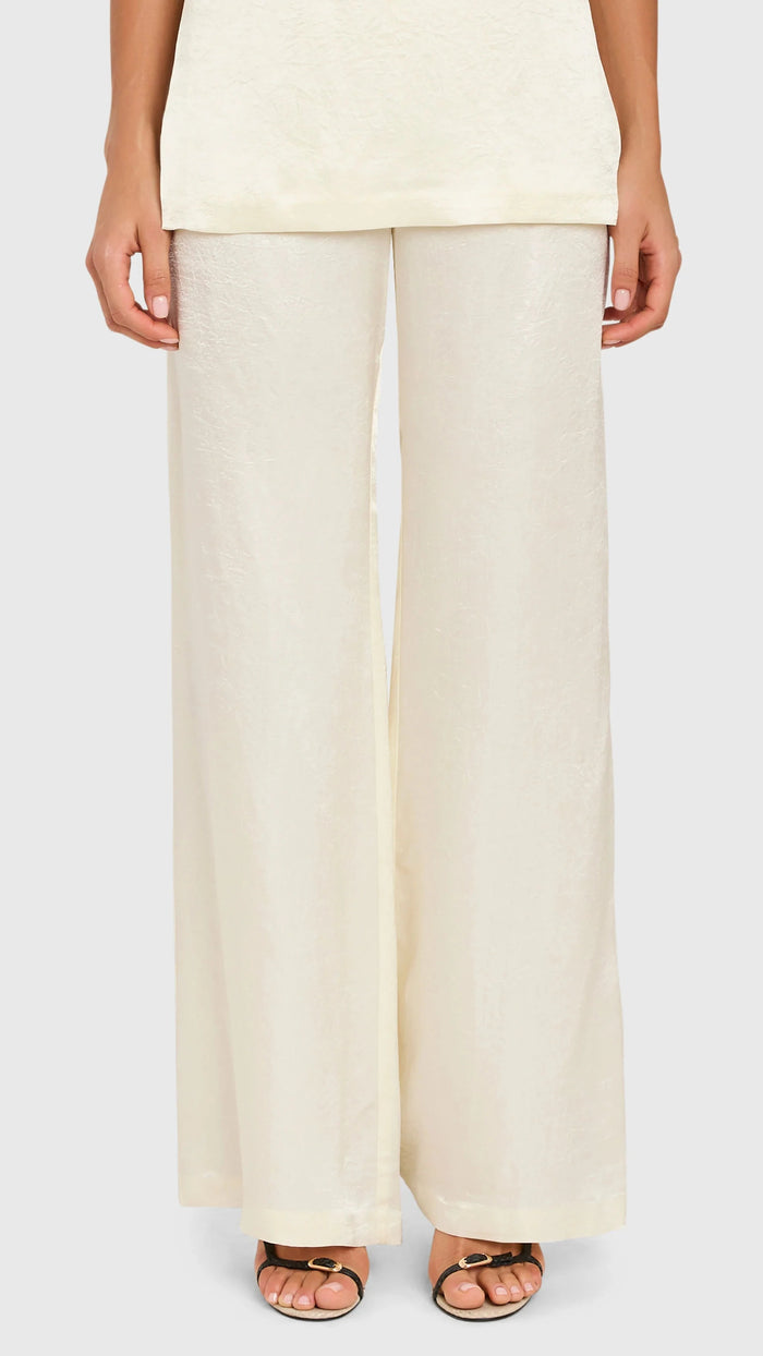 Amanda Uprichard Mariko Textured Satin Pant in Ivory