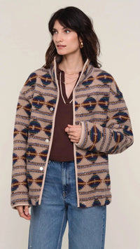Heartloom Maria Teddy Bomber Jacket in Sand