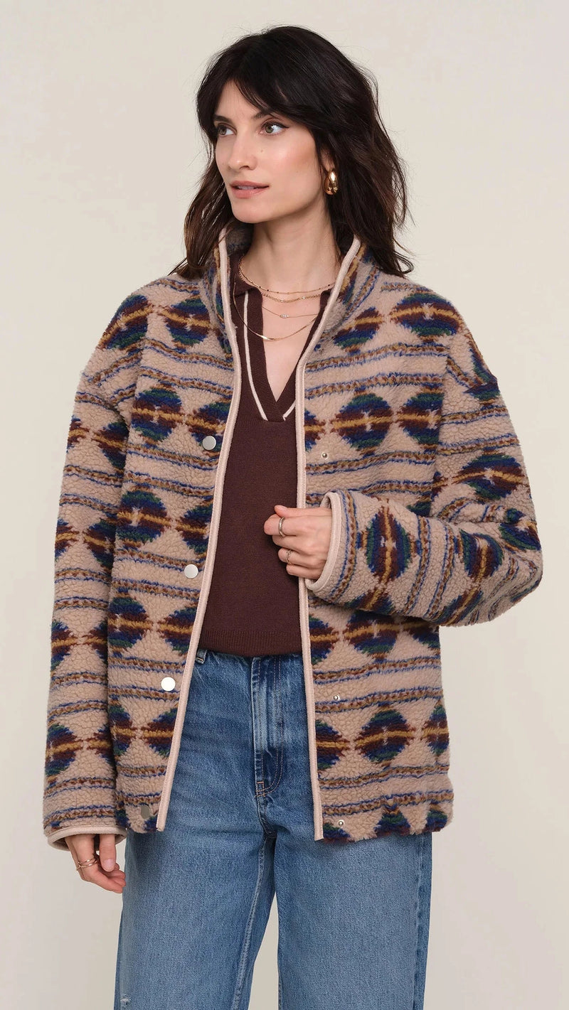Heartloom Maria Teddy Bomber Jacket in Sand