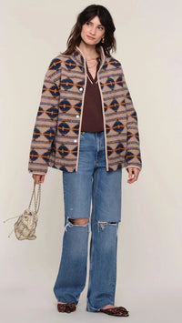 Heartloom Maria Teddy Bomber Jacket in Sand