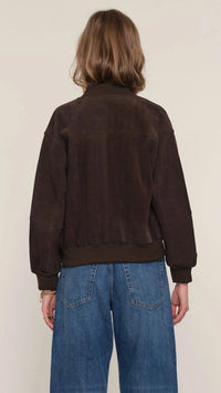 Heartloom Fuji Suede Leather Bomber in Espresso