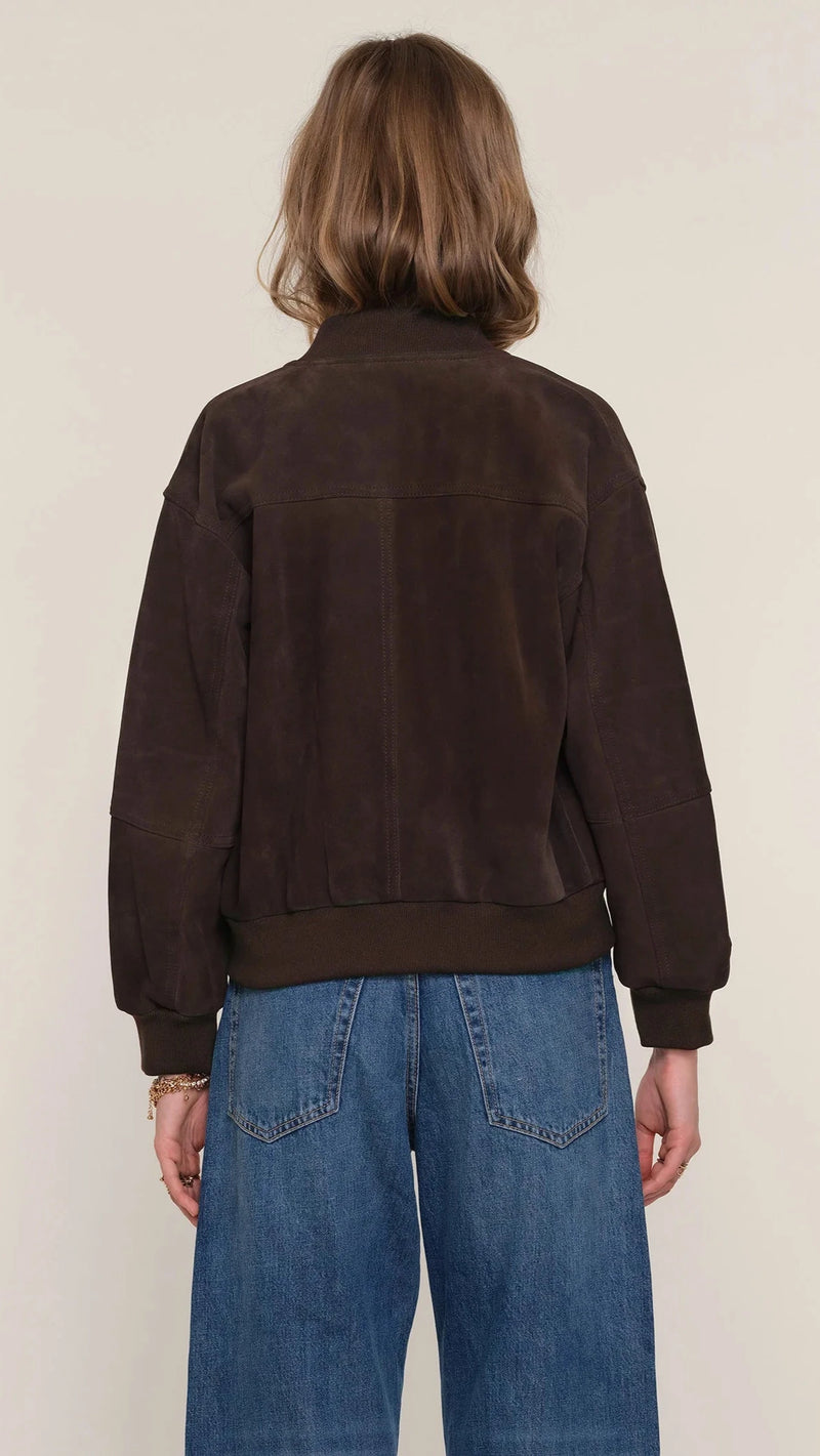 Heartloom Fuji Suede Leather Bomber in Espresso