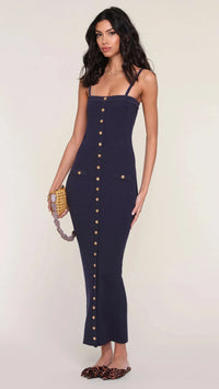 Heartloom Plumeria Knit Midi Dress in Navy
