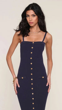 Heartloom Plumeria Knit Midi Dress in Navy