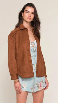 Heartloom Adaline Faux Suede Shacket in Latte