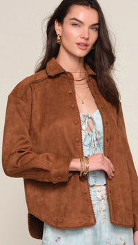 Heartloom Adaline Faux Suede Shacket in Latte