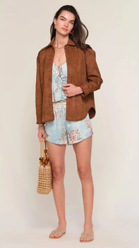 Heartloom Adaline Faux Suede Shacket in Latte