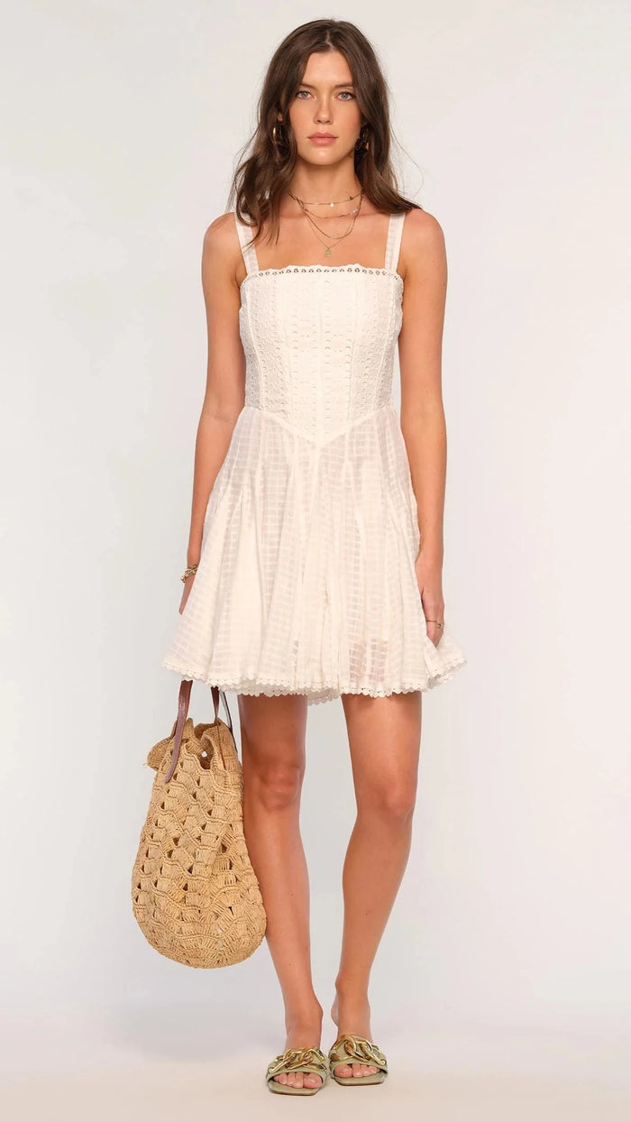Heartloom May Eyelet Lace Mini Dress in Eggshell