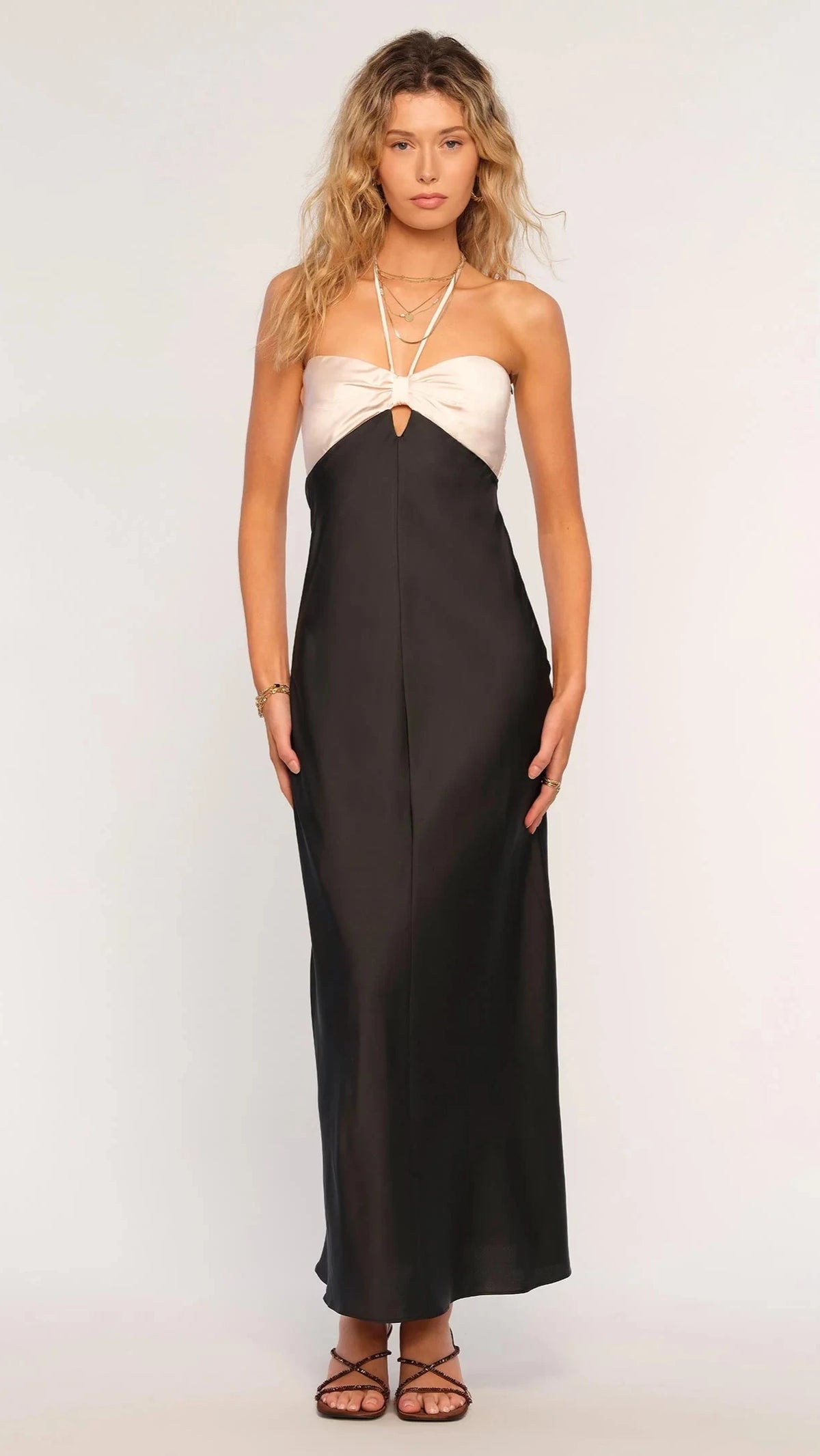 Heartloom London Halter Dress in White/Black