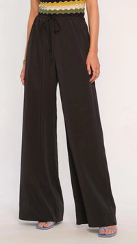 Heartloom Halle Silky Tie Pant in Black