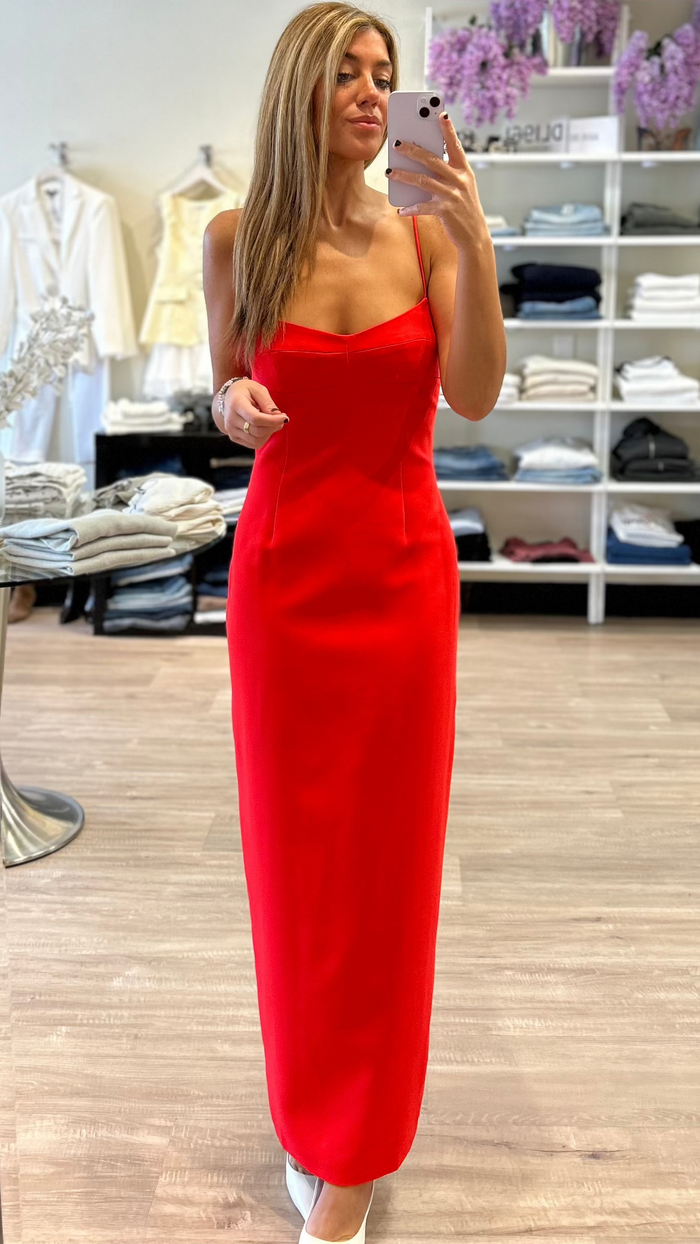 Amanda Uprichard Lawrence Maxi Dress in Crimson