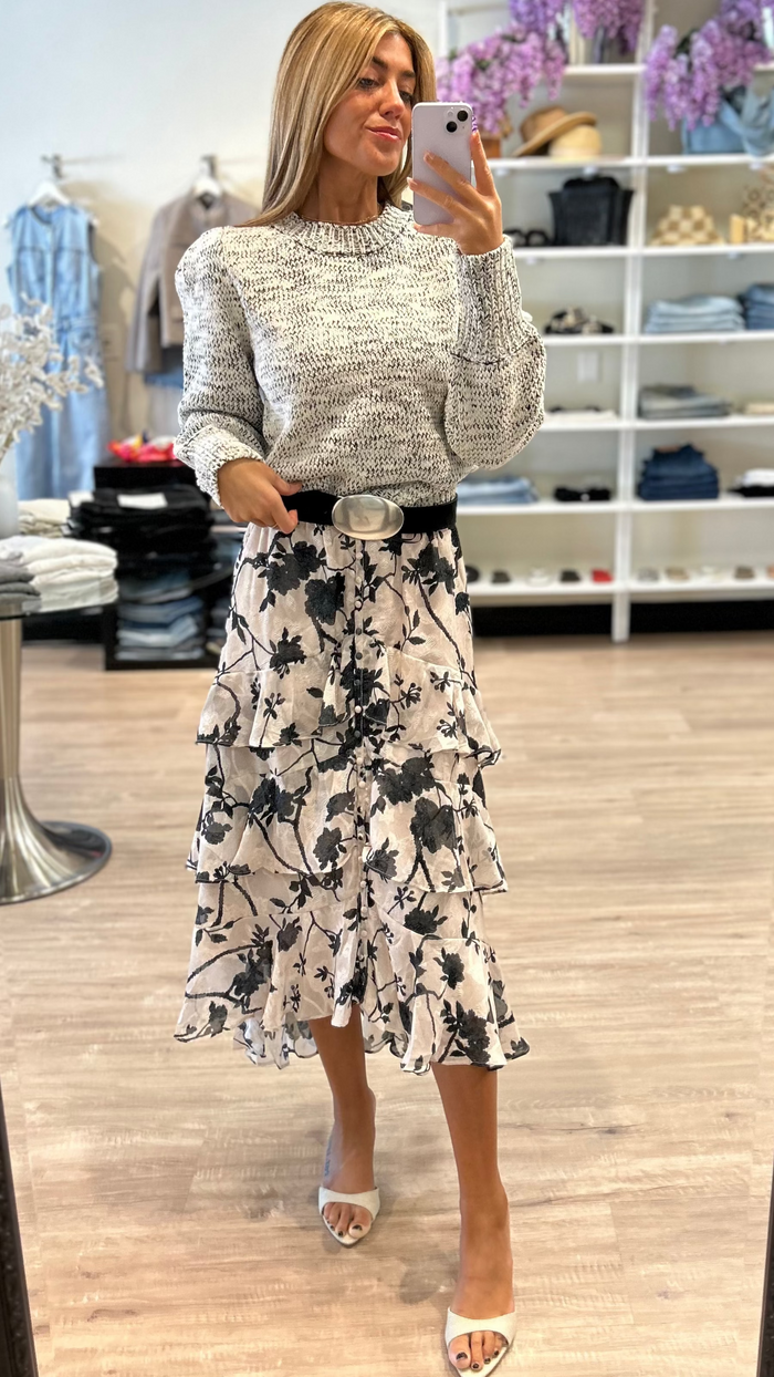 Allison New York Charlotte Sweater in Ivory/Black