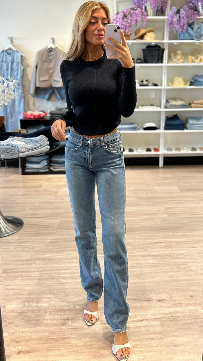 AGOLDE Neema Ribbed Long Sleeve in Mirage