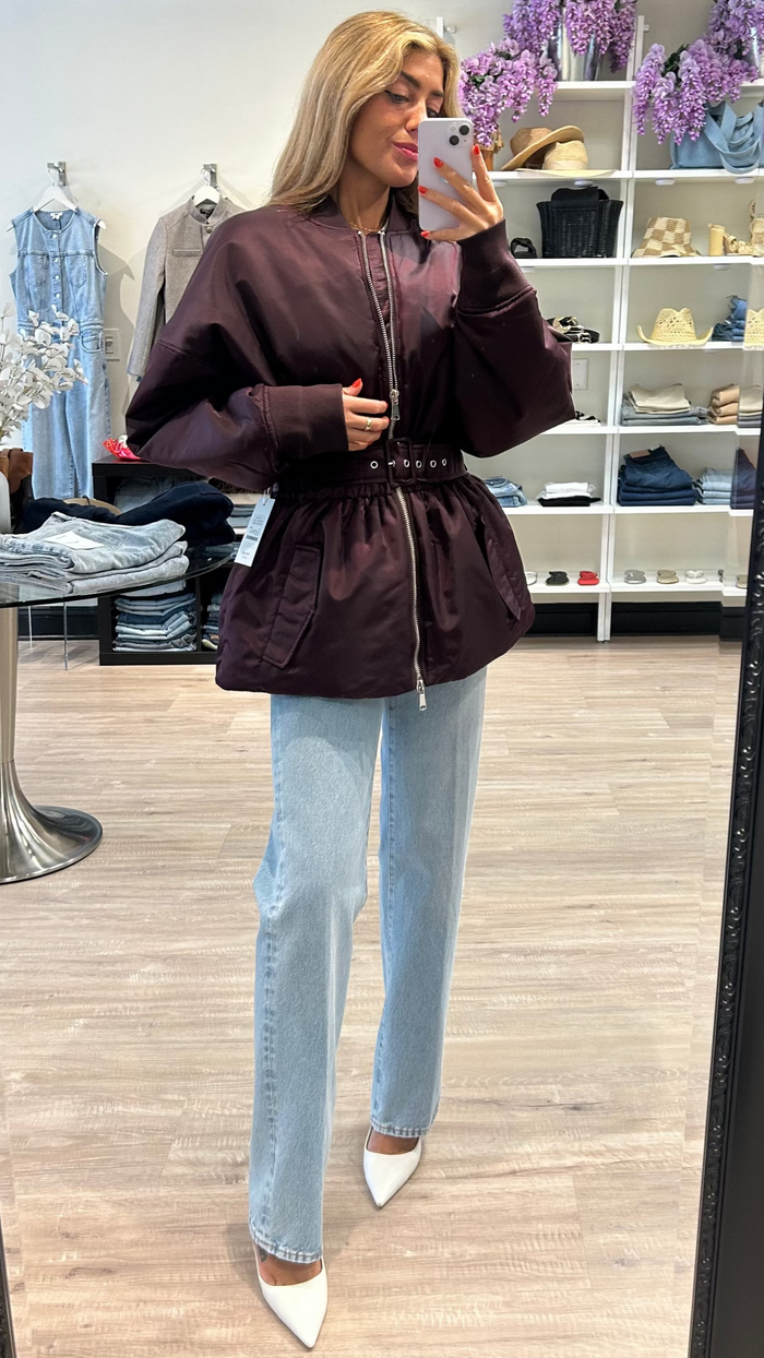 Ronny Kobo Norell Belted Jacket in Cabernet