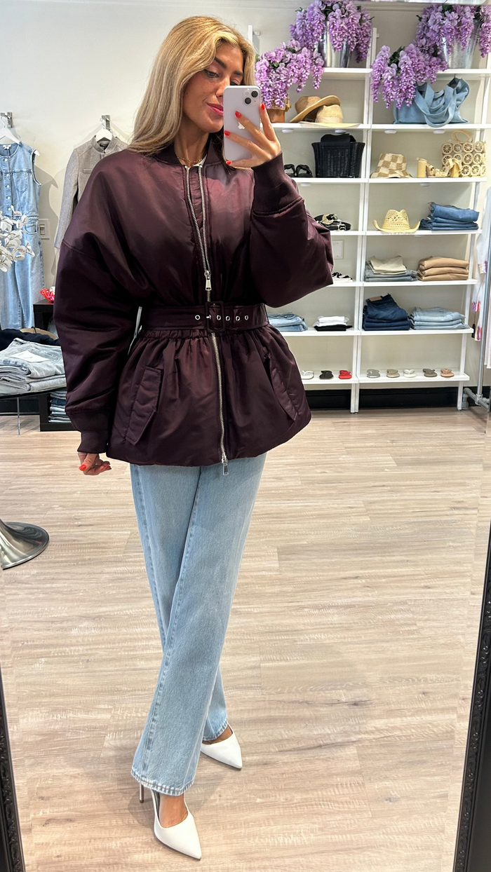 Ronny Kobo Norell Belted Jacket in Cabernet