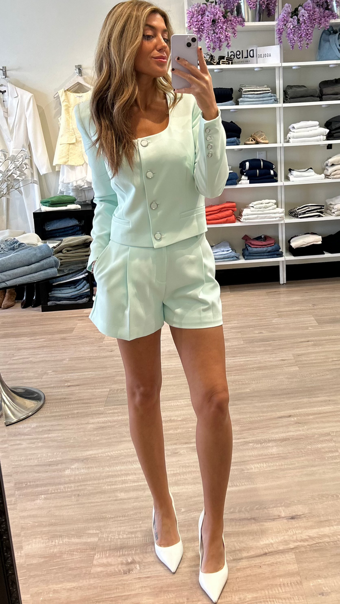 Generation Love Jina Crepe Blazer in Seafoam