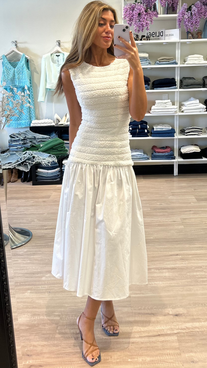 Elliatt Fifi Drop Waist Midi Dress in Ivory