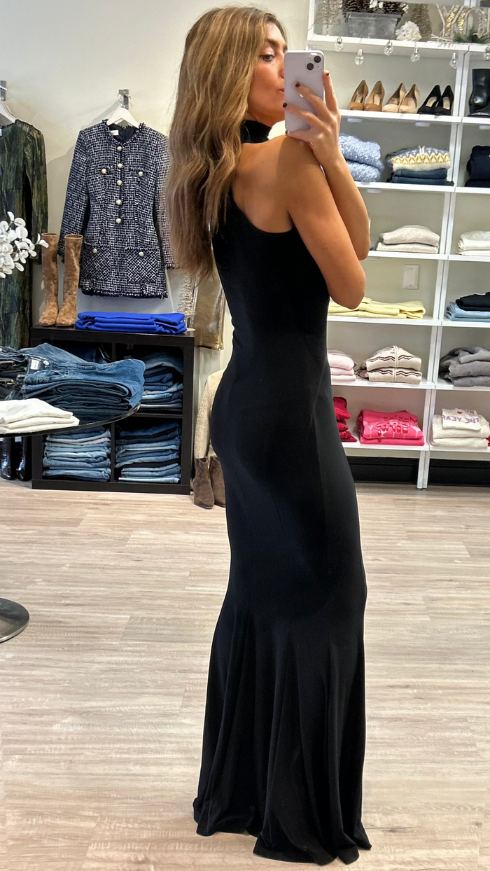 Norma Kamali Strapless Turtle Fishtail Gown in Black