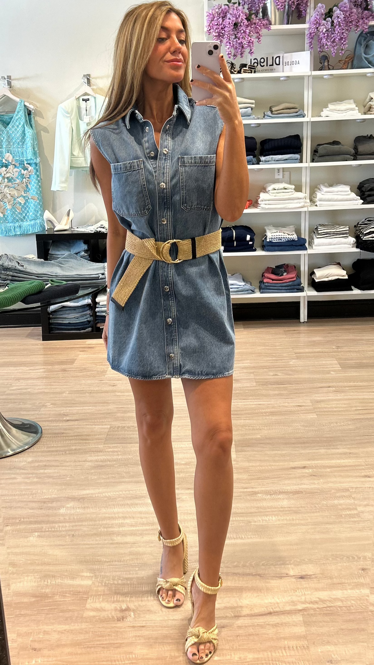 Frame Denim The Sleeveless Denim Shirt Dress