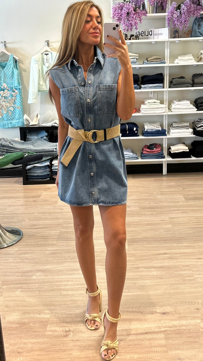 Frame Denim The Sleeveless Denim Shirt Dress