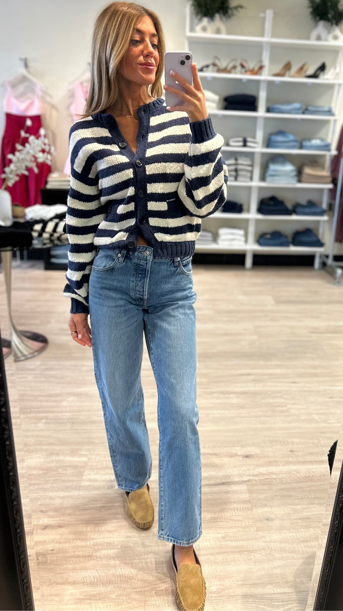 Nation LTD Tessa Cardigan in Marine Stripe