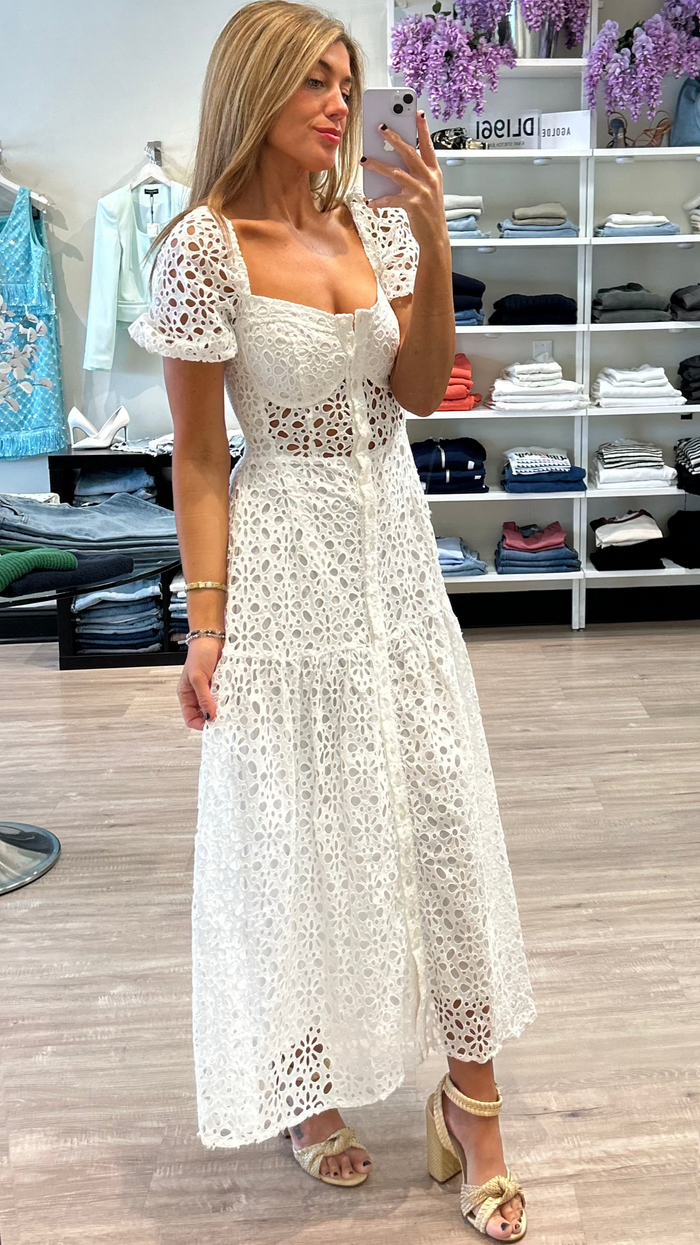 Heartloom Sarella Eyelet Maxi Dress in Eggshell