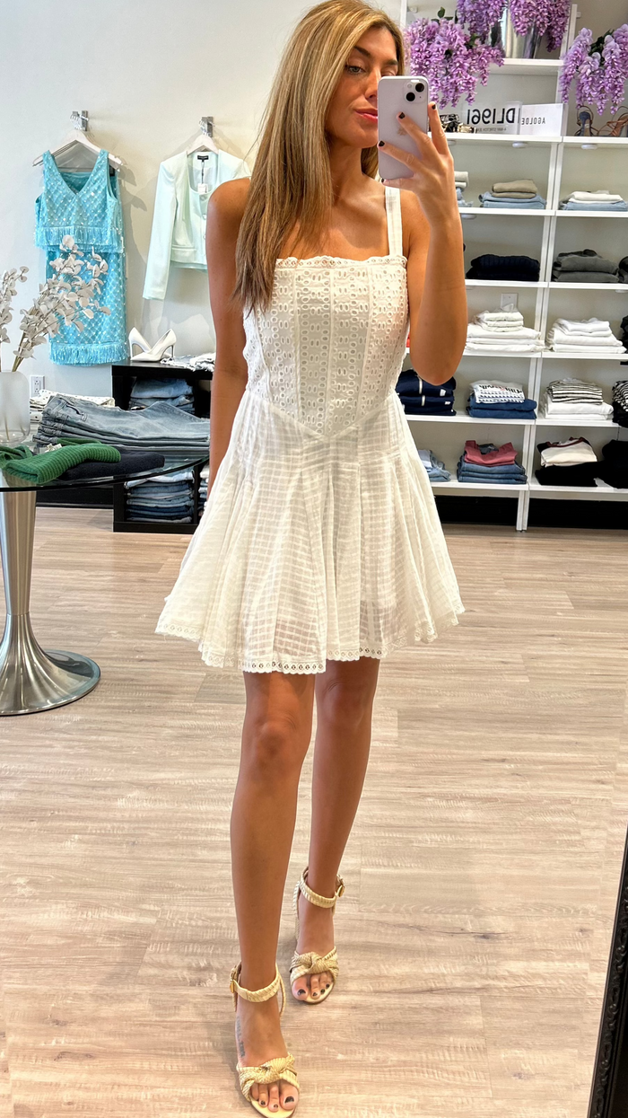 Heartloom May Eyelet Lace Mini Dress in Eggshell