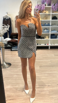 Amanda Uprichard Puzzle Strapless Mini Dress in Black/White