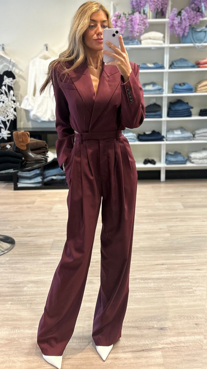 Ronny Kobo Michelle Jumpsuit in Burgundy