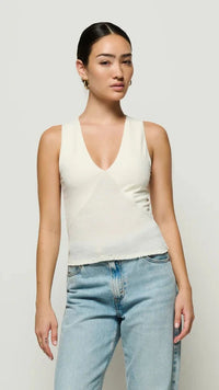 Nation LTD Evalina Smock Waist Tank in Porcelain