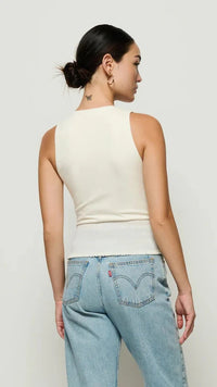 Nation LTD Evalina Smock Waist Tank in Porcelain