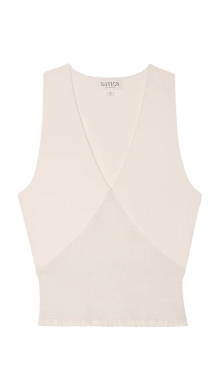 Nation LTD Evalina Smock Waist Tank in Porcelain