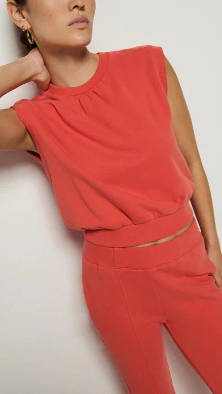 Nation LTD Billie Sleeveless Sweatshirt in Coral Kiss