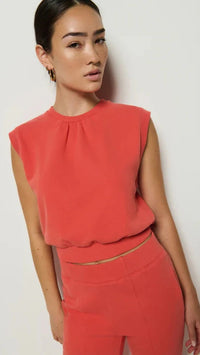 Nation LTD Billie Sleeveless Sweatshirt in Coral Kiss