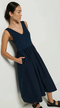 Nation LTD Daria V-Neck Midi Dress in Night Sky