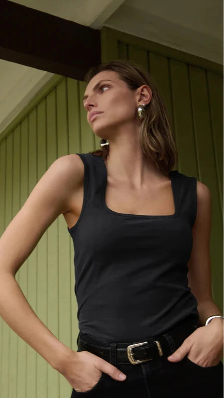 Nation LTD Gemi Square Neck Tank in Black