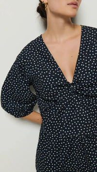 Nation LTD Celeste Puff Sleeve Top in Cabana Polka Dot