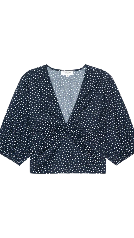 Nation LTD Celeste Puff Sleeve Top in Cabana Polka Dot
