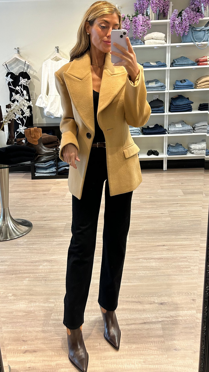 Ronny Kobo Calla Short Wool Coat in Camel
