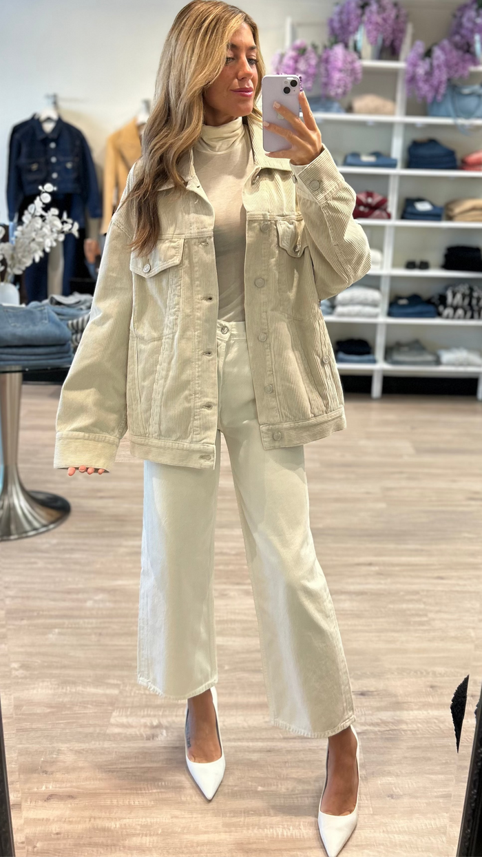AGOLDE Pascale Long Sleeve Turtleneck in Oat Milk